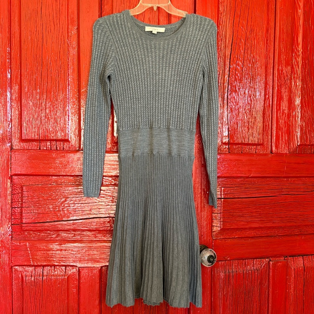 LOFT Gray Knit Sweater Dress